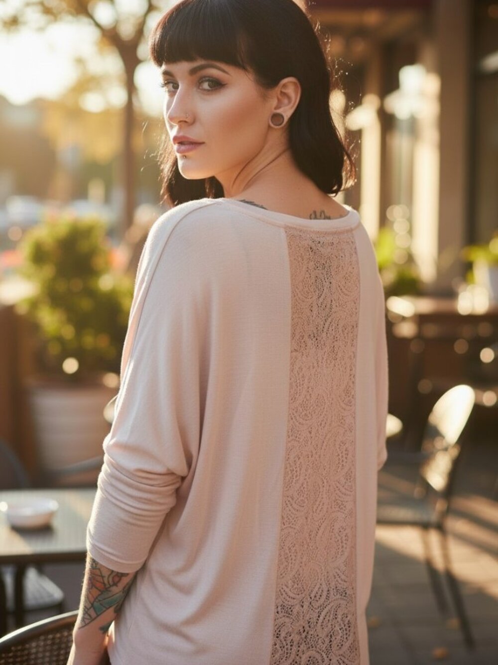 Blush Pink Lace Back Top L Forever 21 Minimal Romantic Soft Girl Aesthetic Shirt
